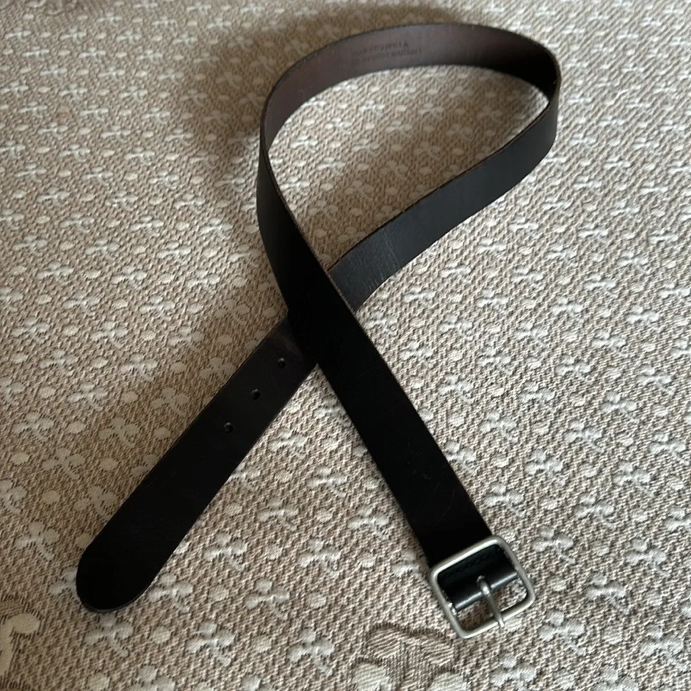 Lucky leather belt 1.5” wide 44” length silver buckle dark brown